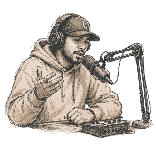 Podcaster and content creator recording audio